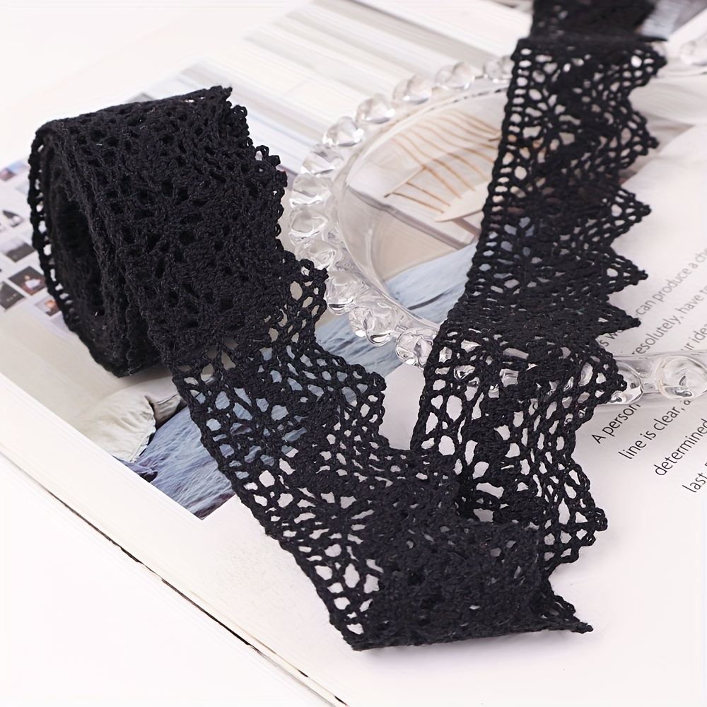 Home Fabric Decorative Cotton Lace Trim Ribbon For Junk Journal Supplies Crafts Supply, 6 Colors, Floral Pattern, 1.5 Inch Width