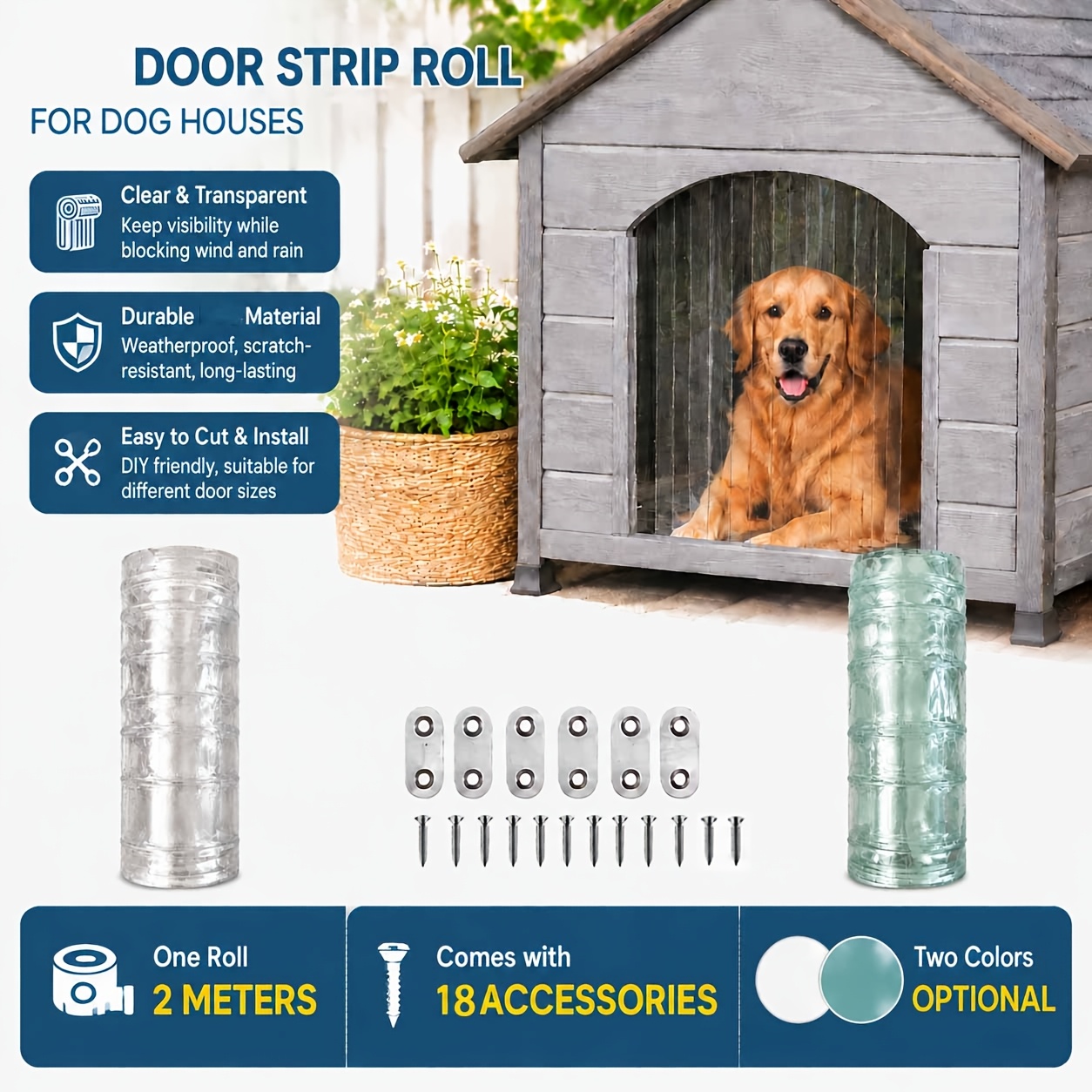 pet door curtain for cats and dogs 2 meters 78 7 inches 18cm 7 inches   18 metal accessories transparent strip curtain windproof dustproof and noise reducing       sliding glass doors Product details 1