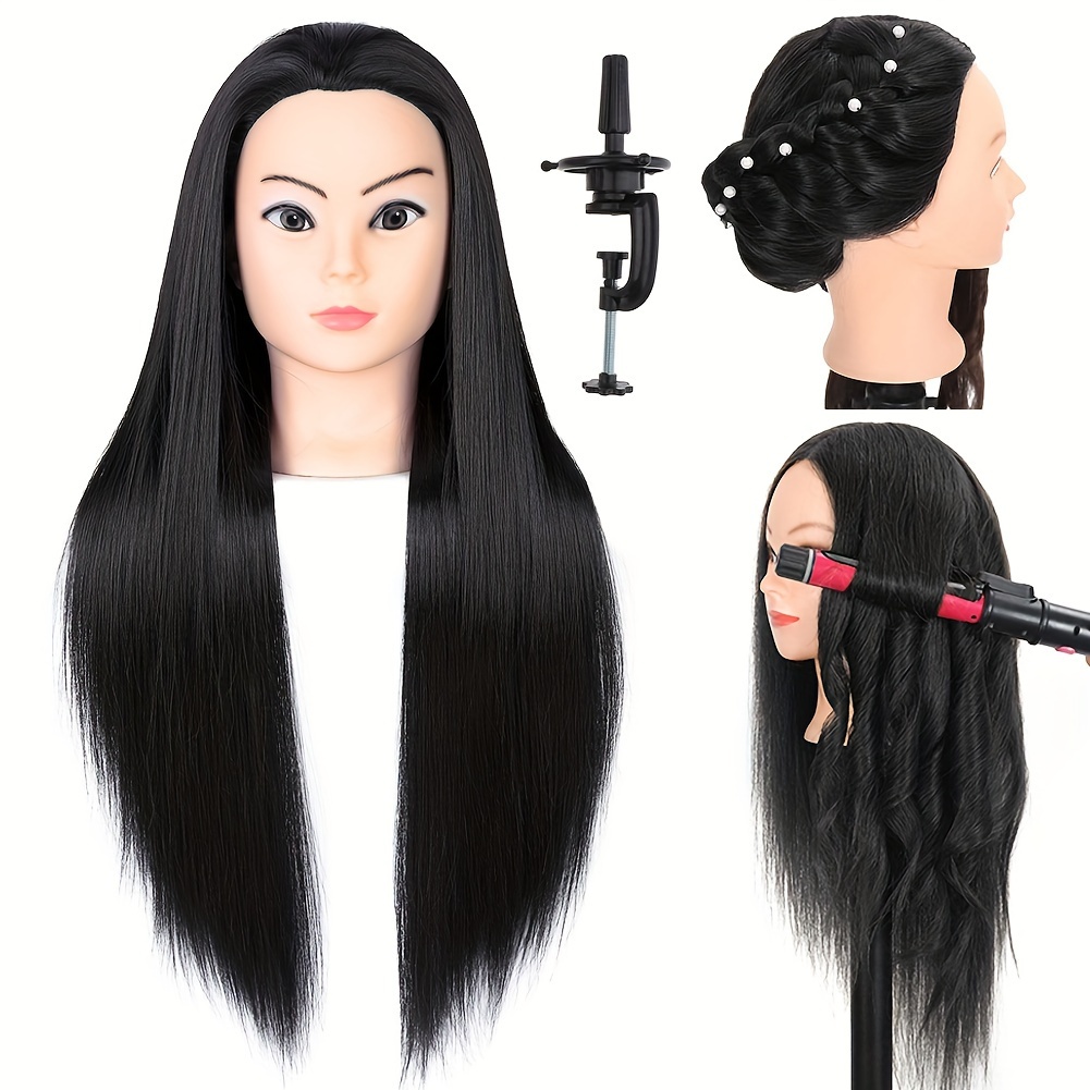 

Unisex-adult 26" Styling Mannequin Head With Stand - Synthetic Fiber Hair, Hairdressing Training Practice - Long, Smooth, For Styling And Education - Ideal For Cosmetology Students