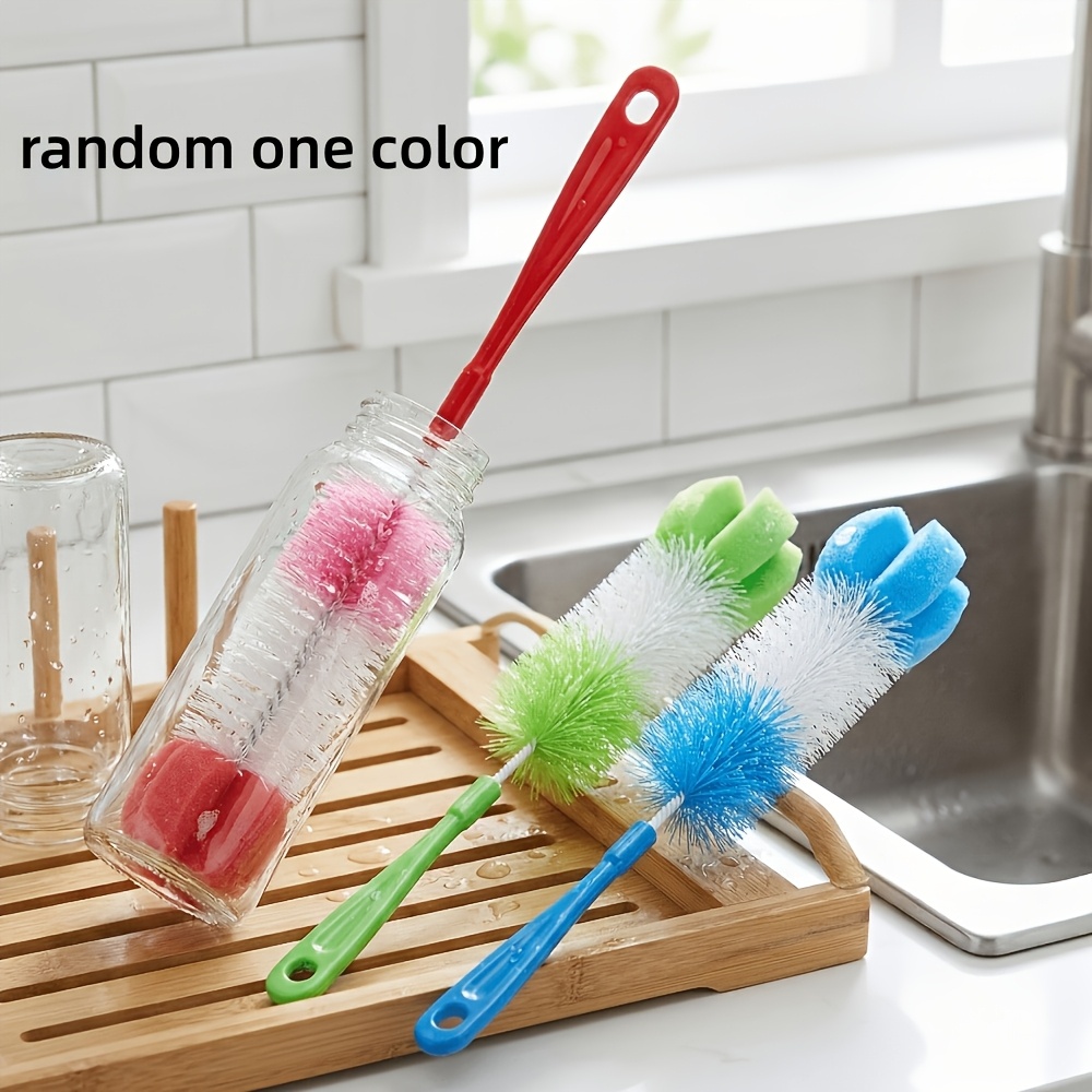 Image of Long-handled Cup Cleaning Brush, Random , Bottle Sponge Brush For Cleaning Glass Tea Cups And Long Bottles