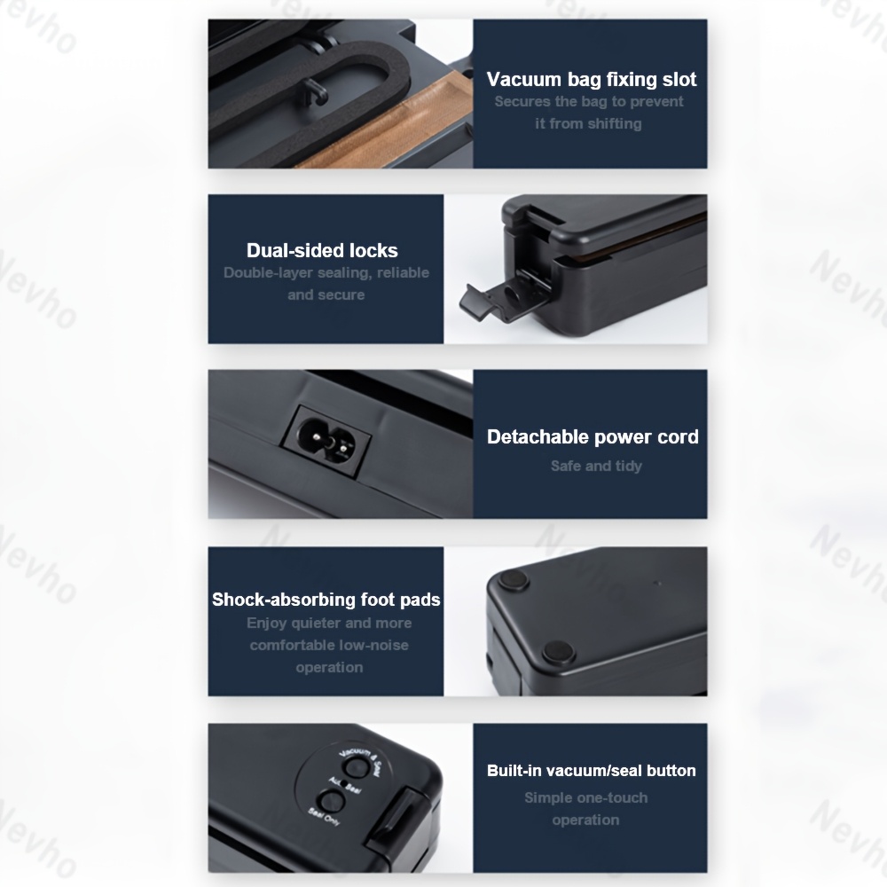 automatic vacuum sealer system for food storage 2 in 1 heat and air sealing freshness bags appliance black 220 240v uk plug vacuum sealer machine details 7