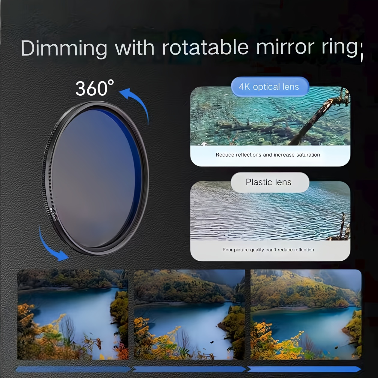 52mm magnetic cpl polarizing filter for mobile phones anti reflection hd photography lens with optical coating foldable extendable design for reducing glare controlling mobile phone photography Product details 3