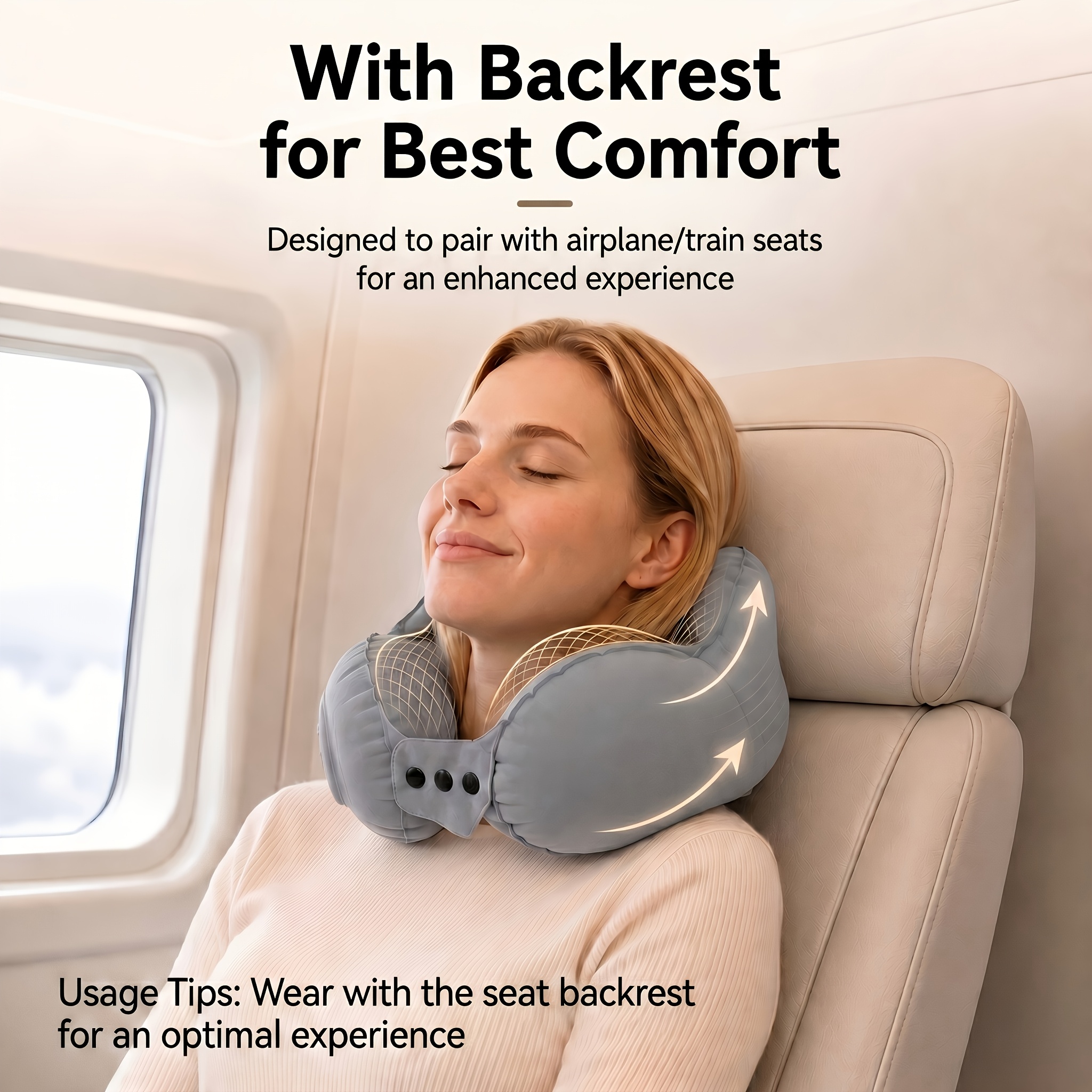 The Multifunctional Inflatable Neck Pillow To All Neck , Portable Foldable Travel Neck Pillow For Business Trips, Airplane , Extremely Lightweight And Portable.