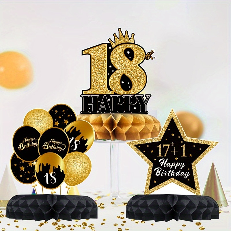 9pcs 18th happy birthday paper honeycomb set birthday hat Temu