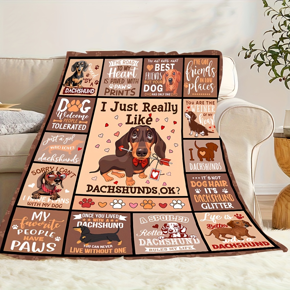 cozy dachshund love flannel blanket ultra soft warm sausage Temu