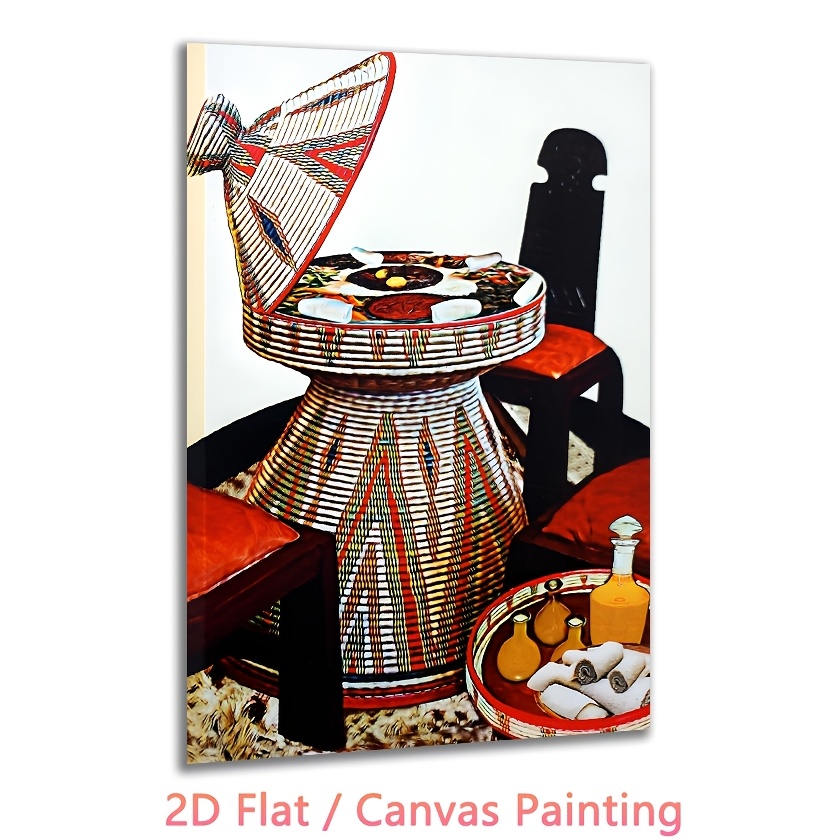 TEMU 2d Flat, 2d Flat Canvas Art Print - Frameless, Art Basket Wall, Home Decor Gifts For Women, Valentine's Day, , , Carnival, Wall Art Decor For