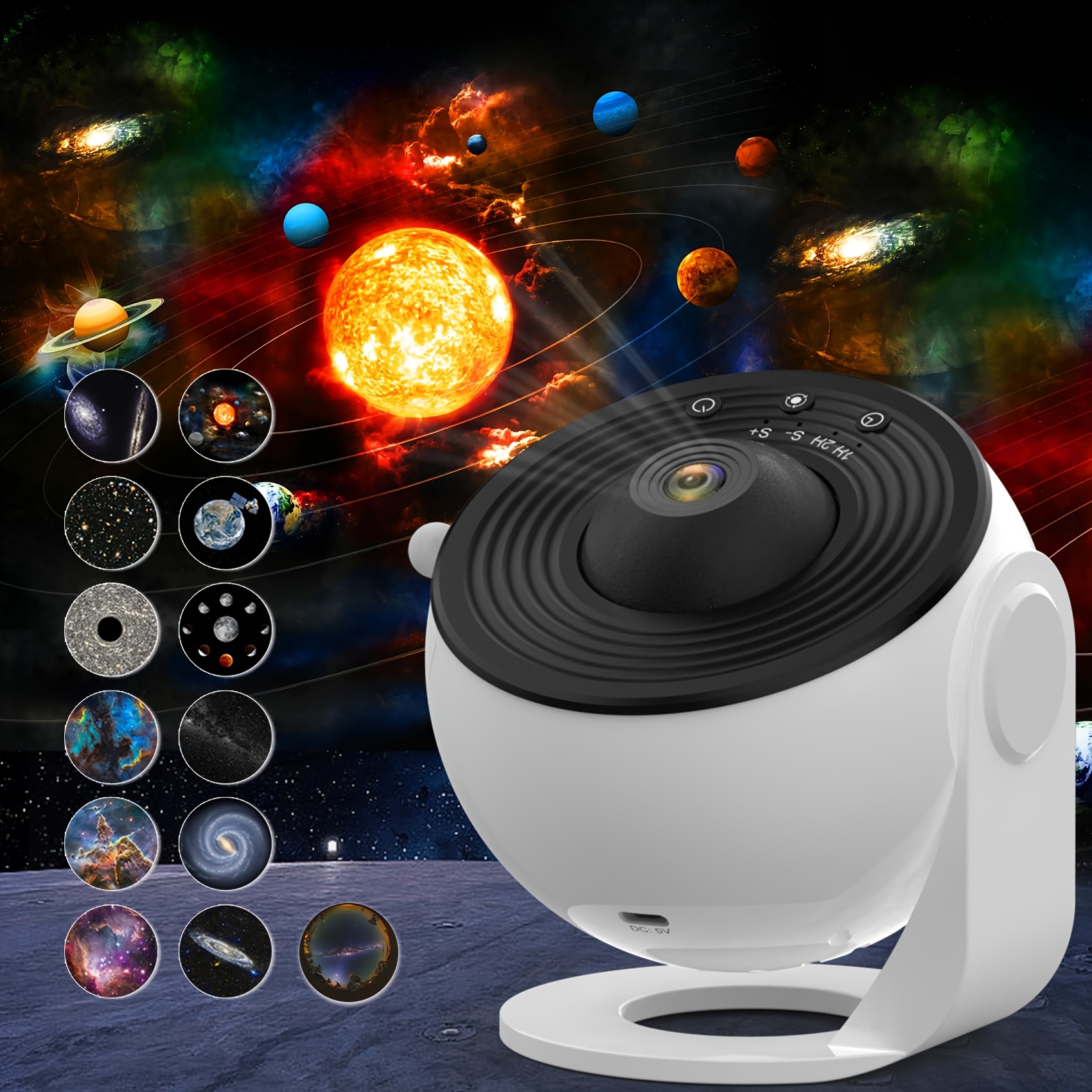 TEMU Projector For Bedroom, Upgraded Hd Star Projector Lens, 13in 1 Planetarium Star Projector With Solar System & Constellation - 360° Rotating With