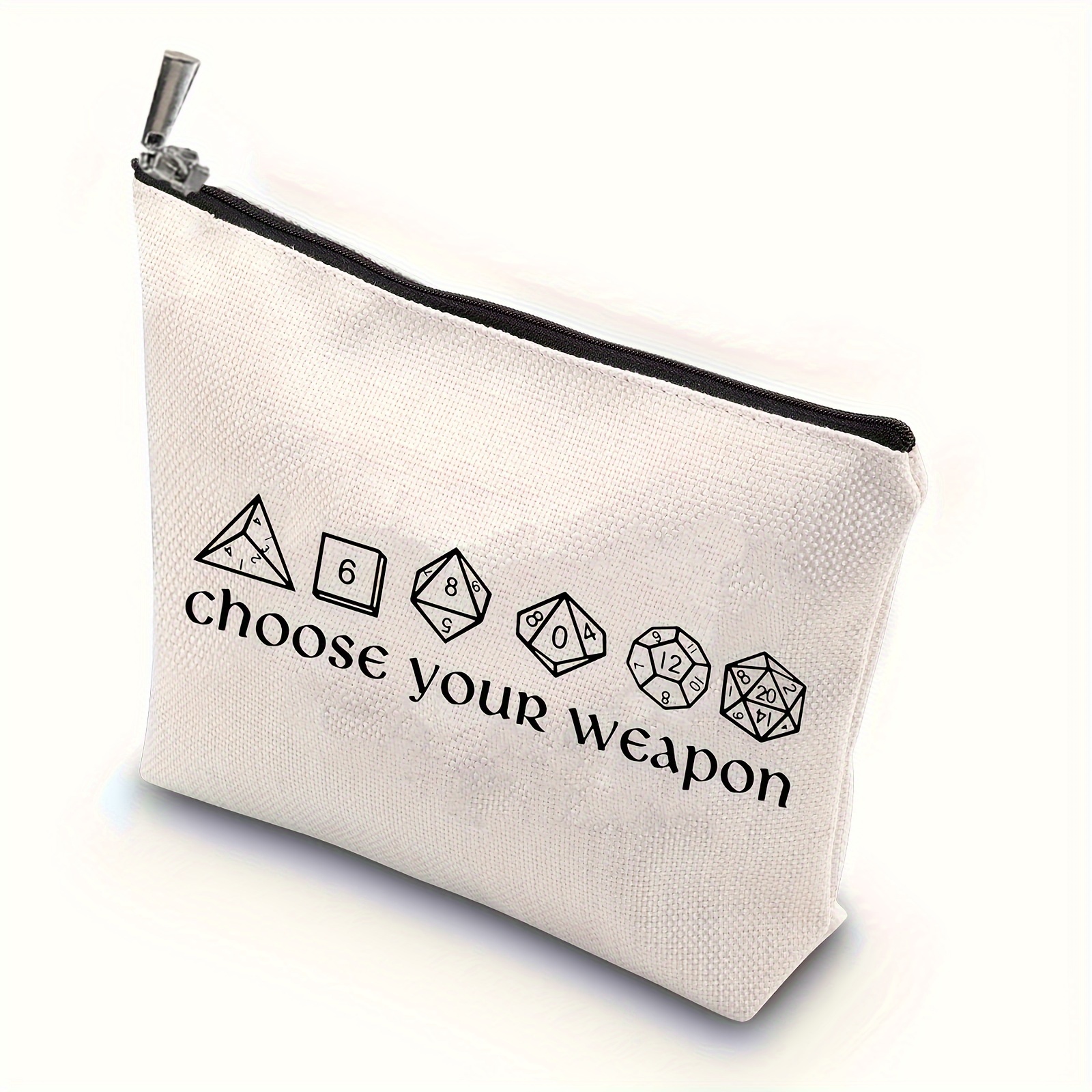 

D20 Dice-themed Makeup Bag - Funny Rpg Gamer Cosmetic Pouch For Travel, Linen Material