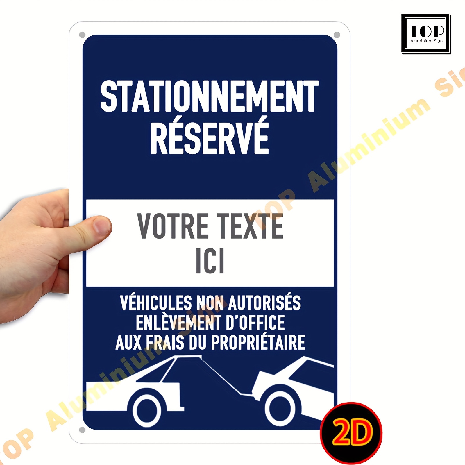 TEMU Plaque de Stationnement Personnalisée 2D Plate - 1 Pièce 8x12 Pouces (0,024" / 0,6 mm) en Aluminium Anti-Rouille avec 4 Options de Couleur |