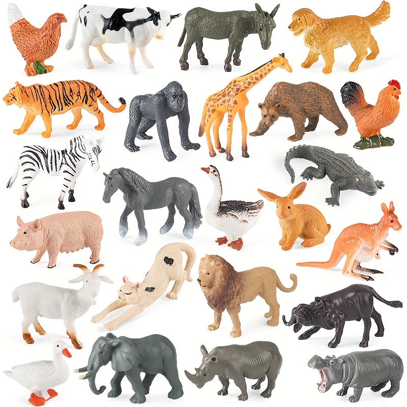 Image of 24pcs Mini Animal - Pvc Animal Model Toy Set, Including Animal Models Such As Tigers, , Crocodiles, Cows, Dogs, Cats, Etc., Suitable For Scene Simulation And Perfect As Holiday Gifts!