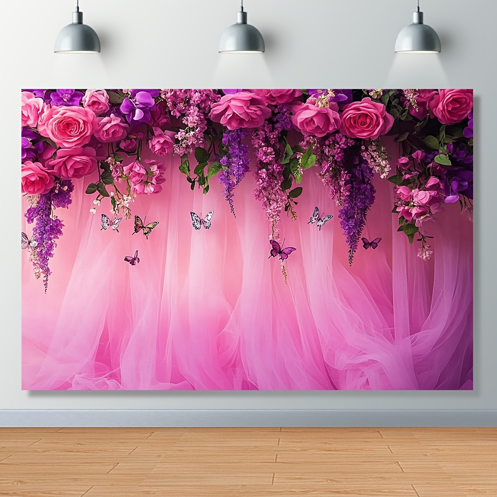 

Spring Rose Wall Banner - Festivals & Seasonal Celebrations, Polyester, No Power Needed, Photography, Background Cloth, Summer Activities,