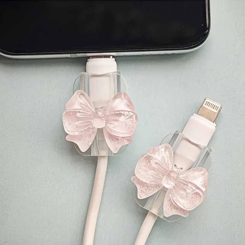 2 Pink Bow Universal iPhone/Type-C Cable Protectors