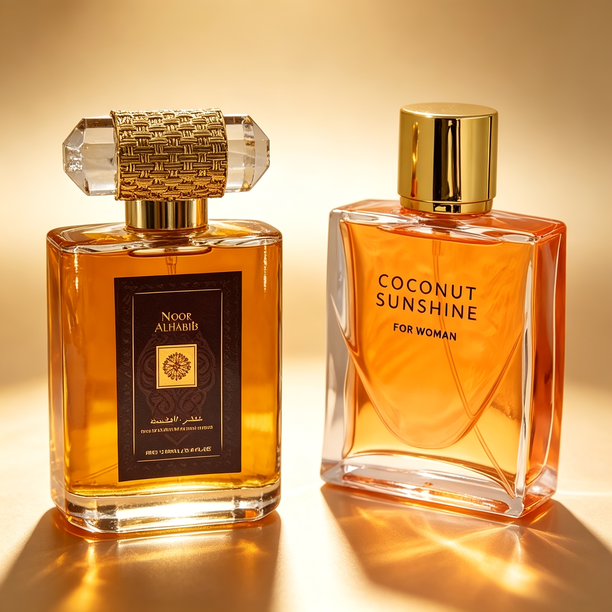 2 Bottles | Oriental × Sunny Fragrance Hair | Body Spray | Fragrance Set | Vintage Bottle Sandalwood Perfume (100ml) + Transparent Bottle Coconut Perfume (60ml) | Long-lasting Eau De Toilette | Large