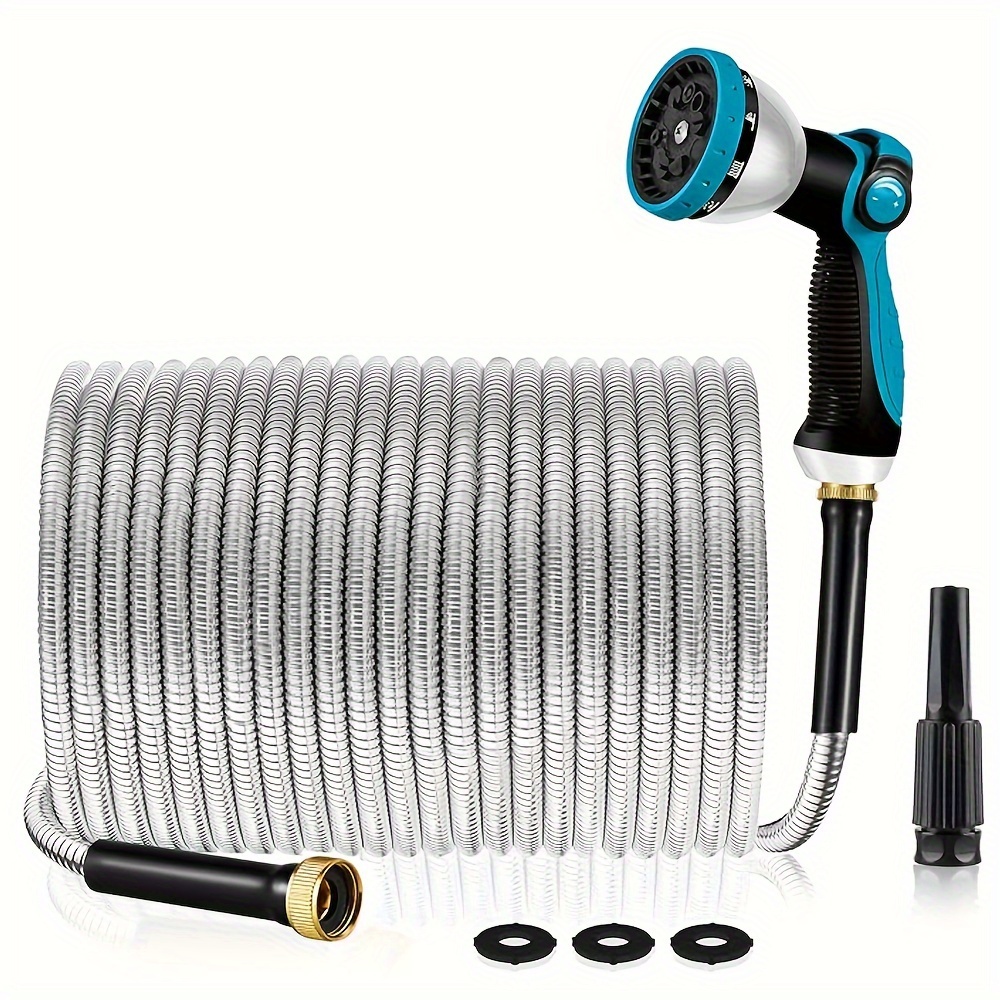 

50ft/100ft Garden Hose, Dual Nozzles Stainless Steel Hose 10 Functional Spouts Will Not Kink Or Water Pipes, Expandable Garden Hoses