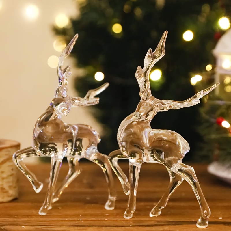 

Room Decor Transparent Deer Christmas Decoration Crystal Deer Reindeer White Christmas Ornaments Decoration