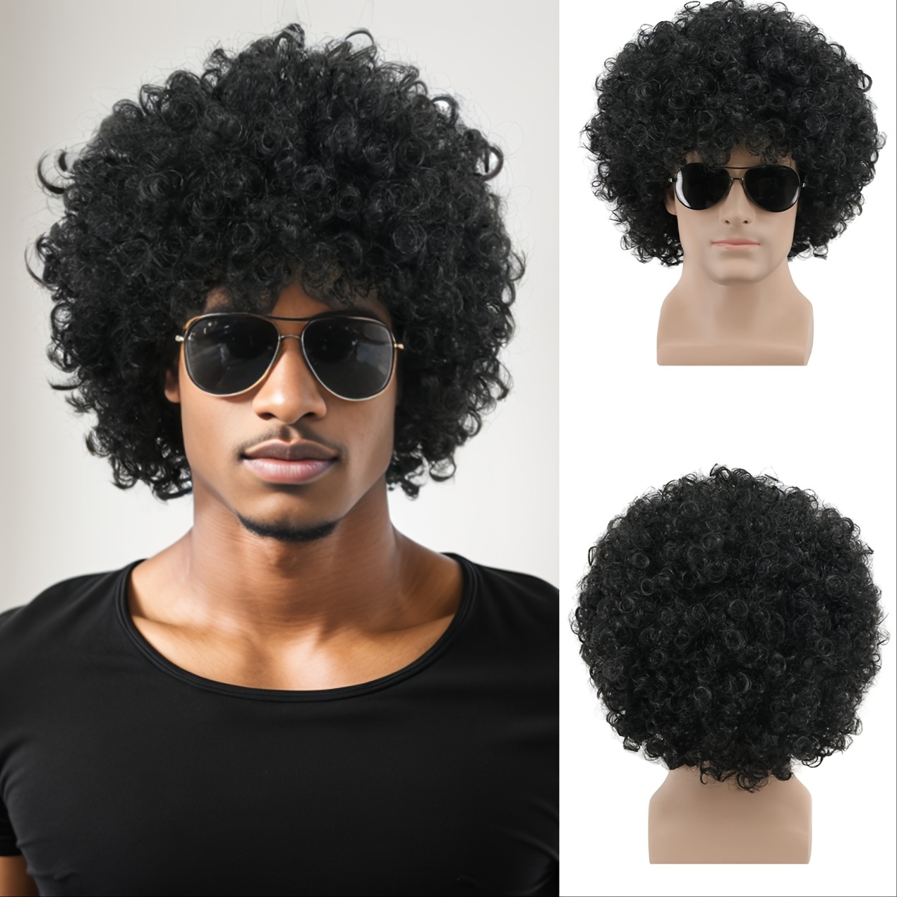 afro curly wig men short disco party synthetic wig Temu