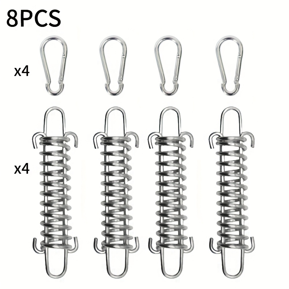 Image of 4/8/16pcs Stainless Steel Spring Loaded Guyline Tensioners Set For Outdoor Camping Tents, Awnings & Pet Leashes
