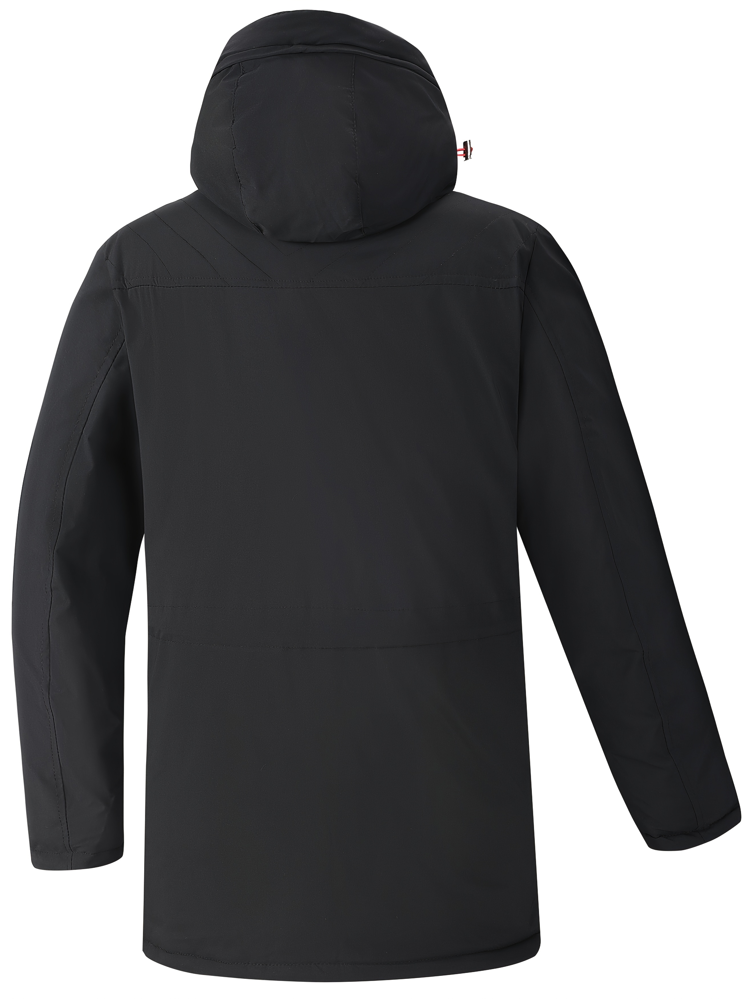 Men's Mid-Length Thickened Hooded Jacket, Utility Coat with Large Pockets