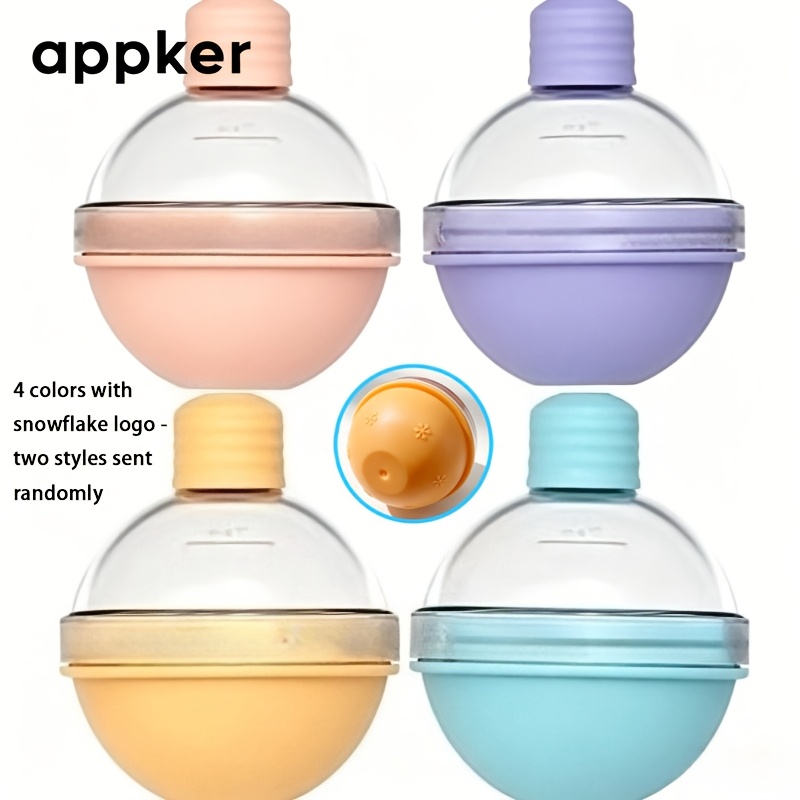 Appker 4pcs Silicone Ice Ball Molds Whiskey Round Ice Tray Reusable Safety Freezer Home For Summer Cocktails With Snowflake Logo - 2 Styles Sent