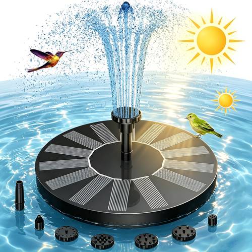 1 8w solar fountain outdoor floating fountain suitable for pond water with floating base fountain for courtyard decoration bird bath assembly plastic for fountain no detachable pv