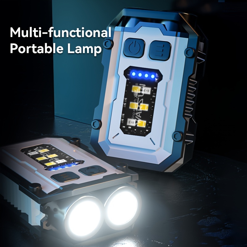 

Warsun Portable Mini Keychain Light Led High Bright Flashlight Dual Light Source Camping Fishing Multi-function Tool Torch Lamp