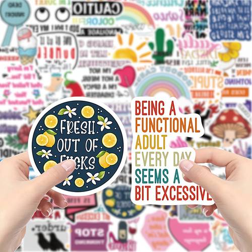 50pcs sticker set with sarcastic text humorous graffiti design decals for laptops suitable for laptops cars water bottles party favors holiday gifts and scrapbooking phone accessories suitable for roller skating and cycling