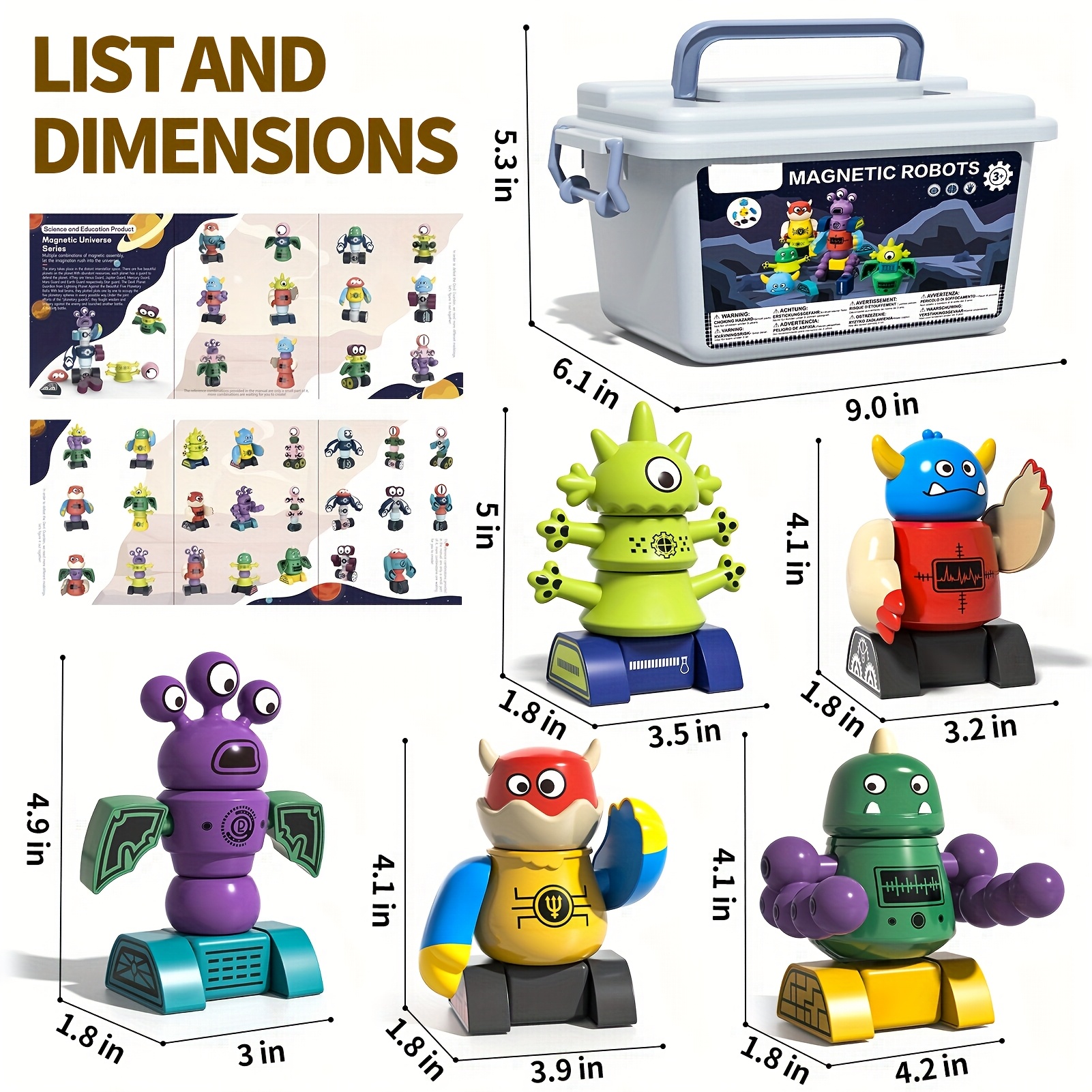 33pcs Magnetic Monster Robot Construction Set with Storage Box