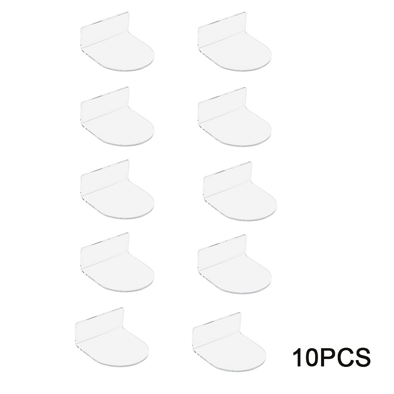 TEMU 10pcs Acrylic Wall Mount Display Shelves, No Drill Self-adhesive Clear Floating Stands For Collectibles, Miniatures, Figurines & Home Decor, For