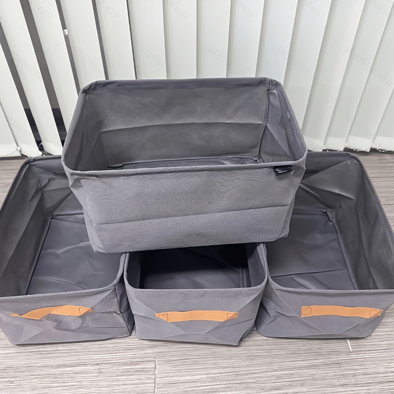 TEMU 4pcs Storage Baskets, Rectangular Baskets For Clothes, Towels, Bedding, And - Non-waterproof Home, Bedroom, Dormitory Essentials, Under Bed,
