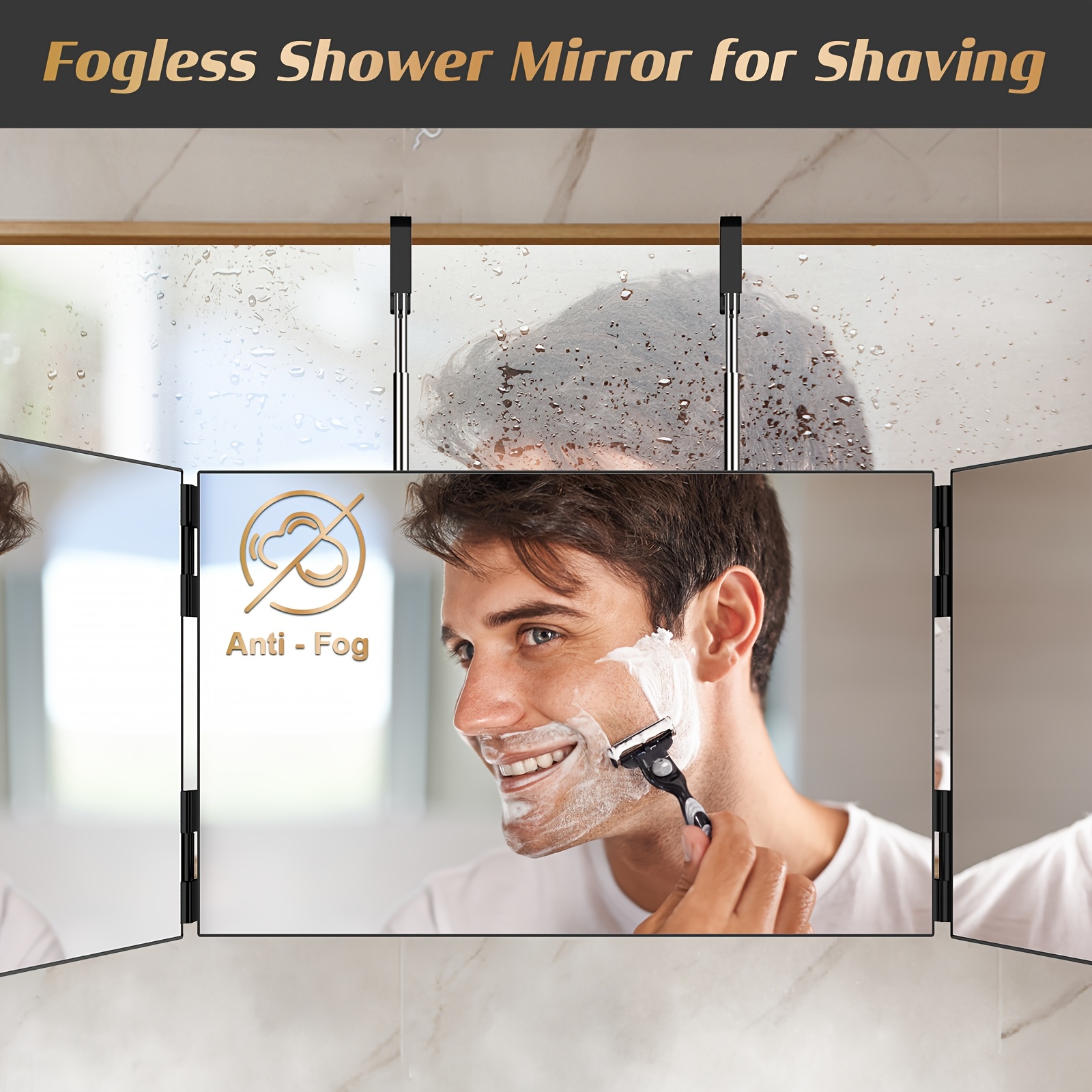 Foldable 3-Panel Vanity Mirror with Suction Cups