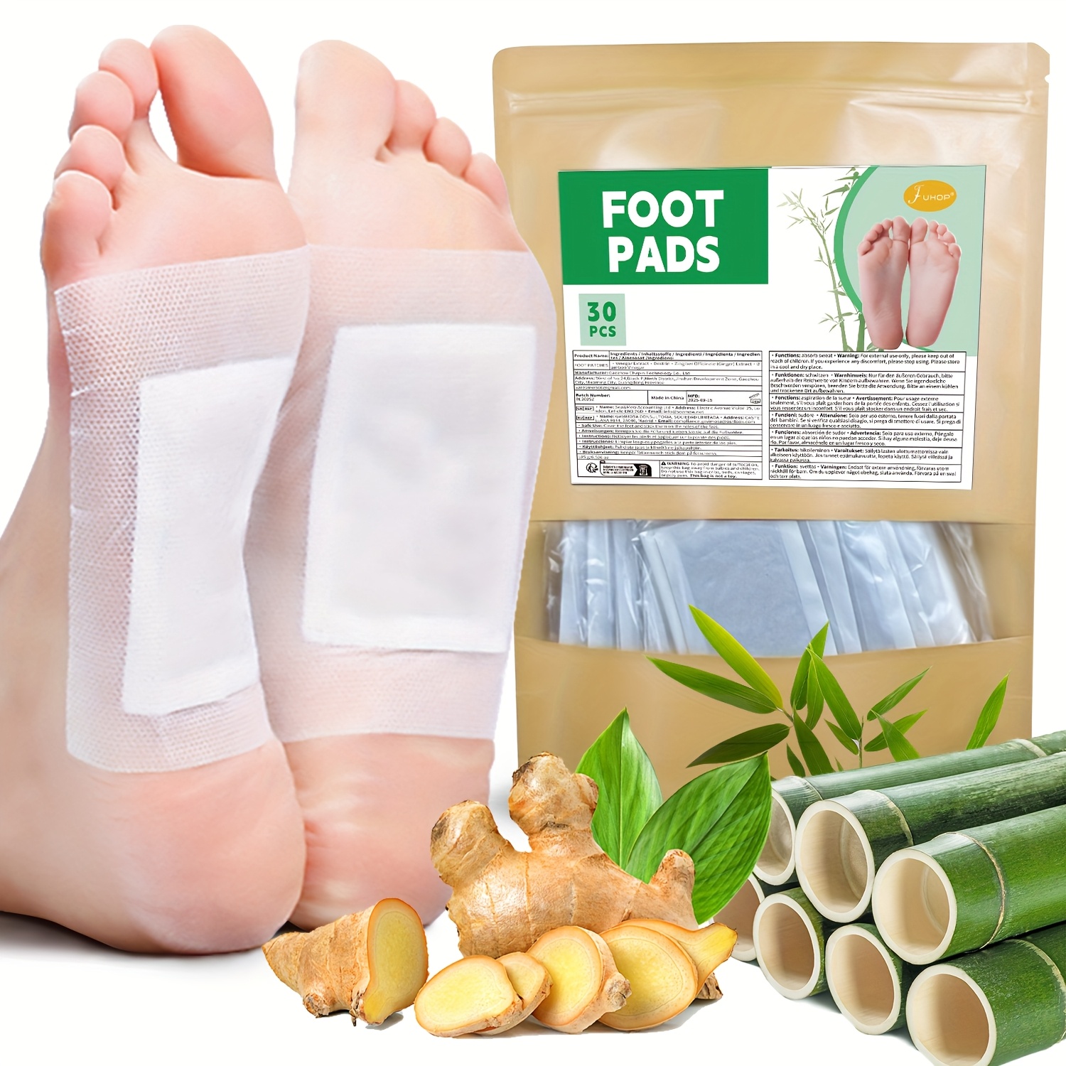 30pcs   patches natural bamboo   ginger powder   pads for   care   bath