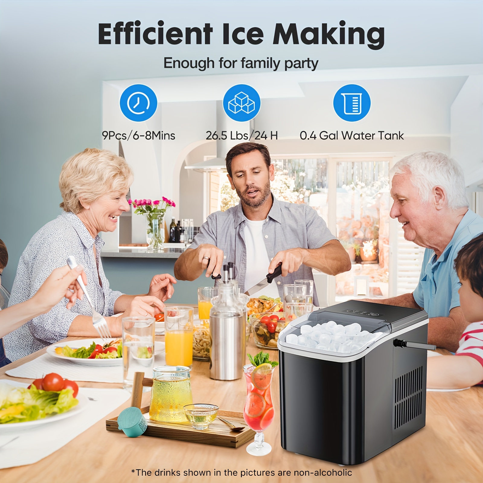 Ice Maker Restaurant Countertop Creates 9 Bullet Ice Cubes - Temu