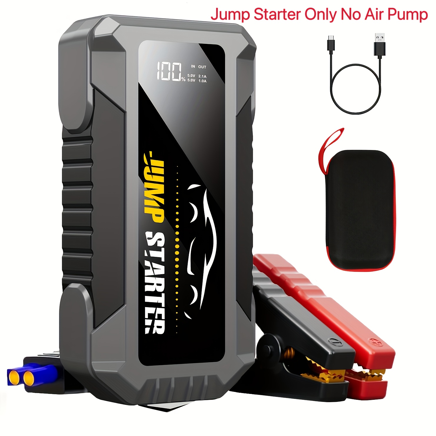 TEMU 7000a Portable Car Jump Starter & 7000a Jump Starter With Air Compressor, Pack, High-capacity Battery Jumper Starter Portable Car Emergency