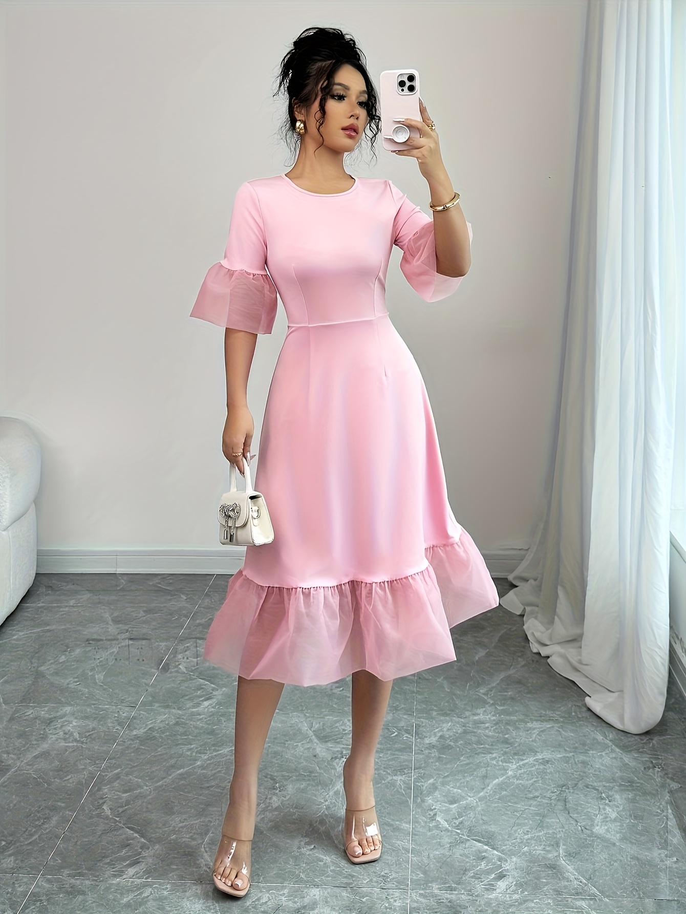 mother dresses summer hem short sleeves a-line dress