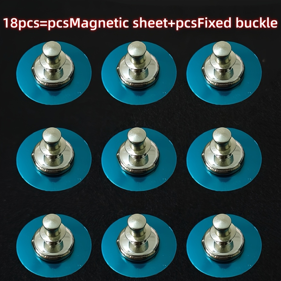 TEMU Lot de 18 pièces : 9 disques magnétiques + 9 pinces de fixation. Retenues magnétiques pour rideaux, aimants lestes pour rideaux avec punaises,