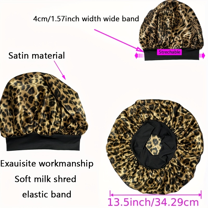 Customized Leopard Print Satin Bonnet, Soft and Comfortable