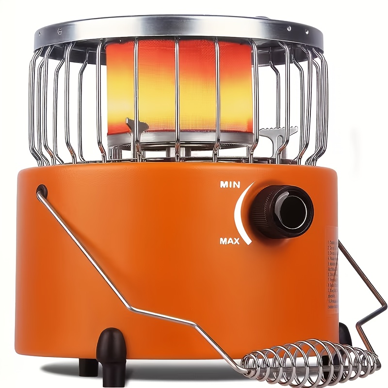 9000 btu adjustable propane heater 2 in 1 indoor outdoor portable gas stove ideal for camping cooking and emergency preparedness compact 10 7x7 inches design orange blue adjustable   durable stainless steel construction