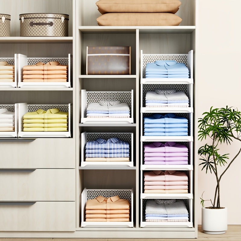 2-Pack Foldable Multi-Compartment Closet Organizer, Plastic Storage Boxes