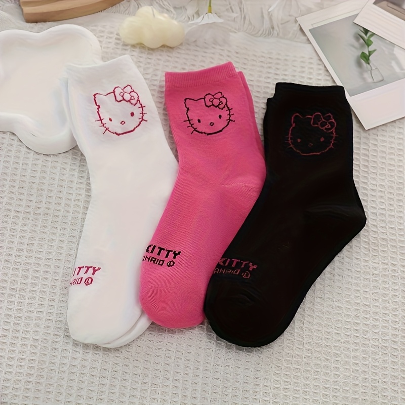 

authorized Sanrio" Mid-calf Socks, Soft, Breathable And Comfortable Women's Socks, Fashionable "for Hello Kitty", Suitable For Office, School And Home Use, Essential Items For Travel, Christmas Gifts