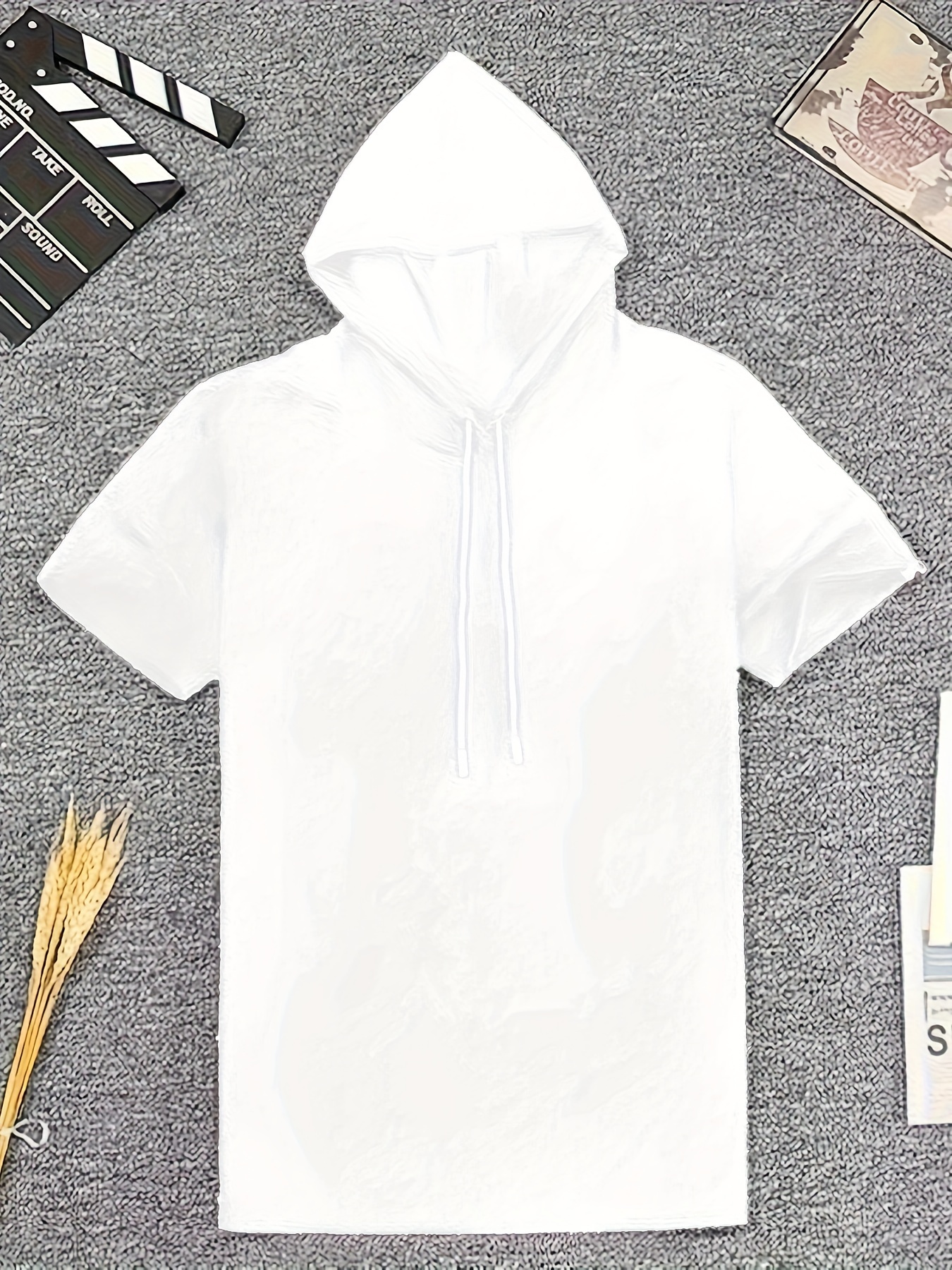 hooded short sleeved t shirt men korean version trend Temu