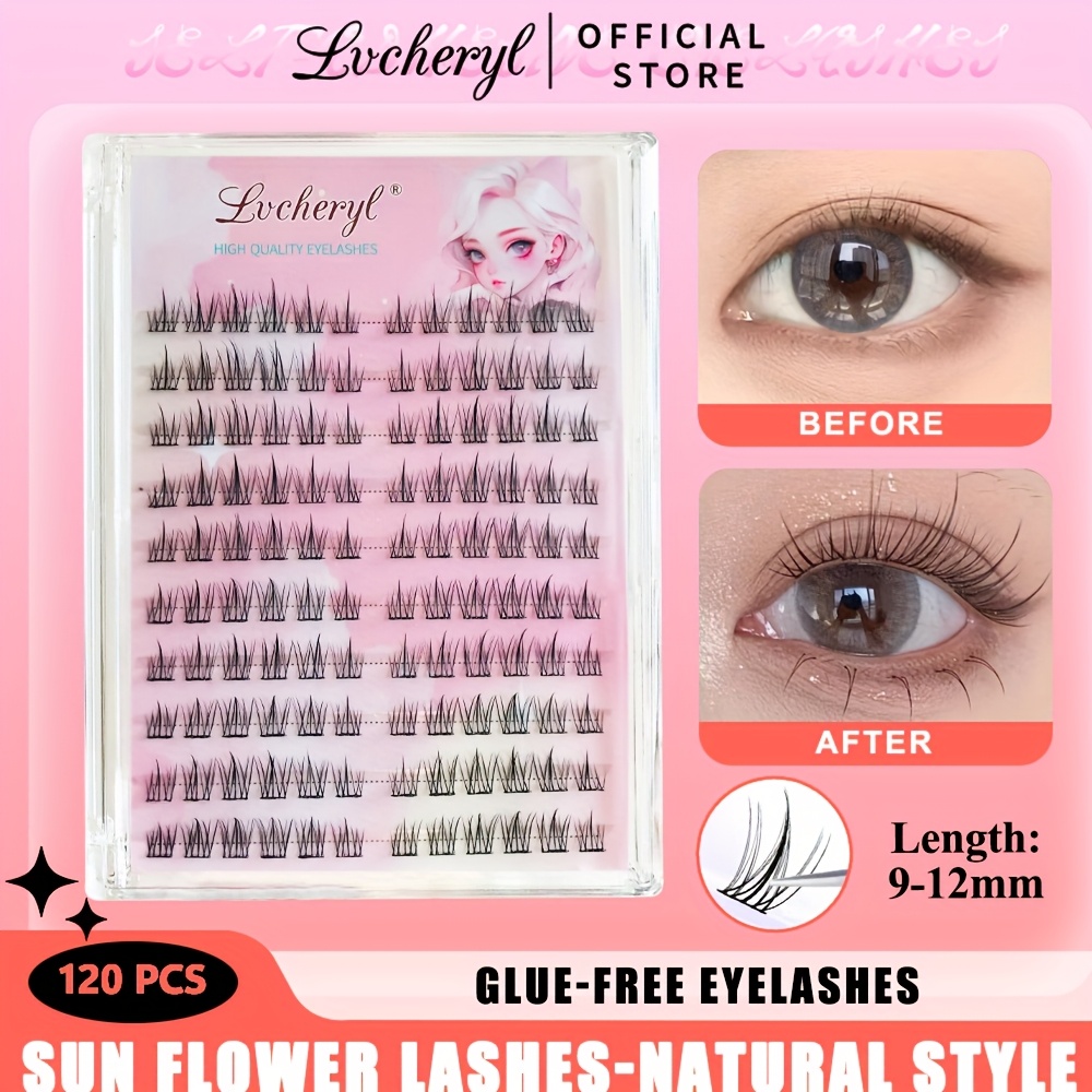 

Lvcheryl 120pcs Sunflower Eyelash - Self-adhesive, Needed, Diy Lash Extensions For Beginners, Reusable & Easy To Apply