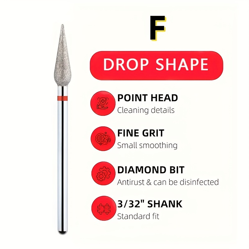 4pcs Drop Shape Carbide Cuticle Clean Burr Drill Bit Set