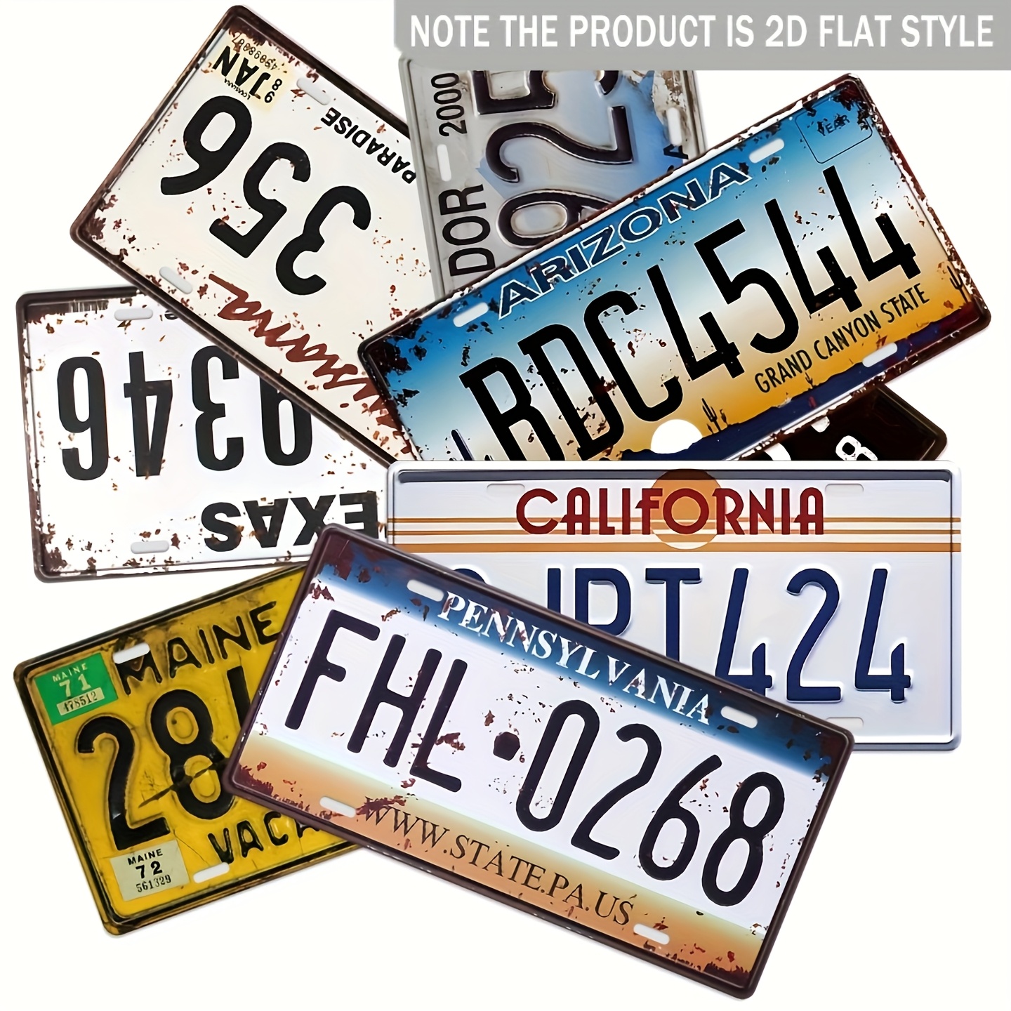 8pcs vintage license plate metal tin sign plaque decor 6x12 for home decor room decor wall decor bar decor cafe decor garage decor decorate your spaces