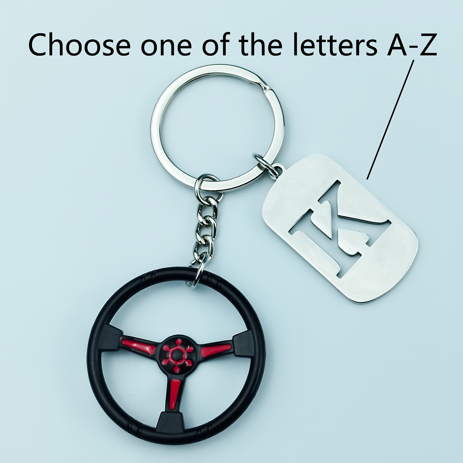 TEMU Portachiavi personalizzato a forma di volante auto con inglese, 1 pezzo, portachiavi con personalizzata in di , ciondoli per borse e borsette,