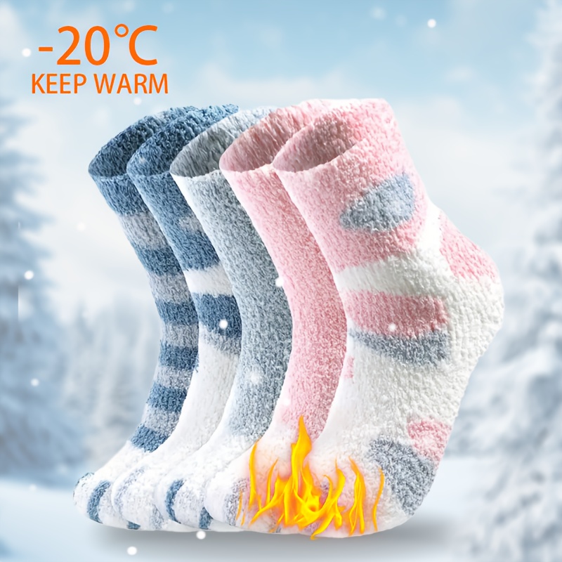 Image of Random 3 Pairs Cute Cartoon Cat Paw Socks Women's Autumn Winter Thick Warm Soft Floor Socks