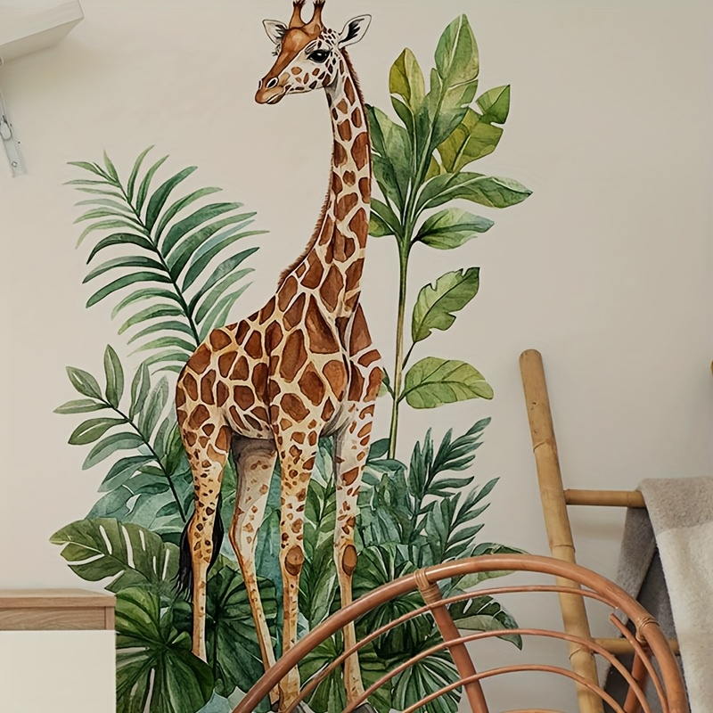 Giraffe Forest Wall Stickers For Decorating Living Rooms, , And Bedrooms; Removable Self-adhesive Pvc Wall Decals