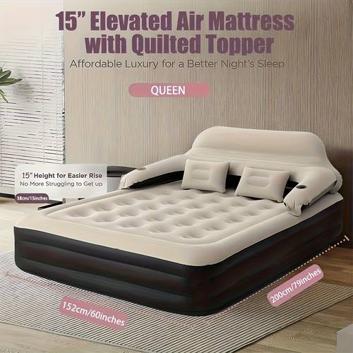 mattress with removable backrest pillows and cup holders multifunctional air bed sofa bed lie down or sit for indoor outdoor use guests christmas holiday relaxation
