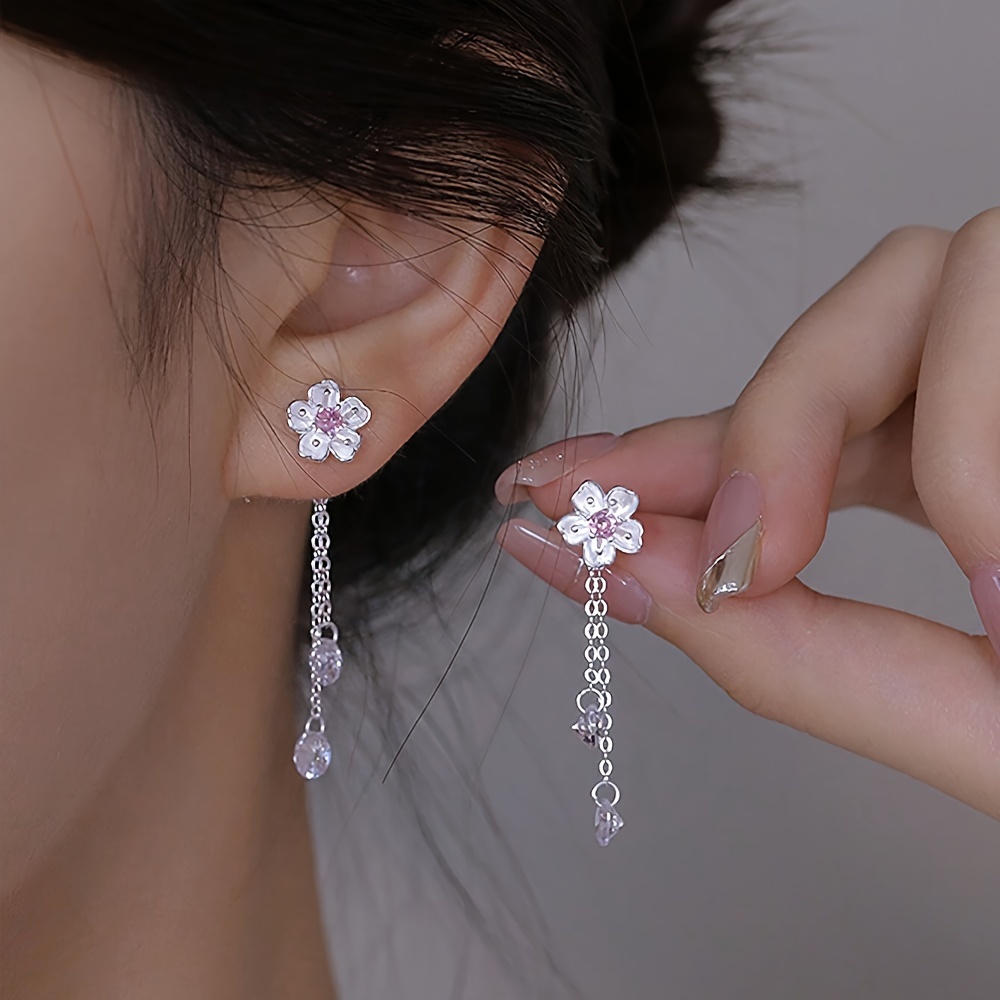 

Long Pink Earrings With Cherry Design, A Unique Piece That Ways, Featuring Tassel Ear Drops, A Perfect Gift.