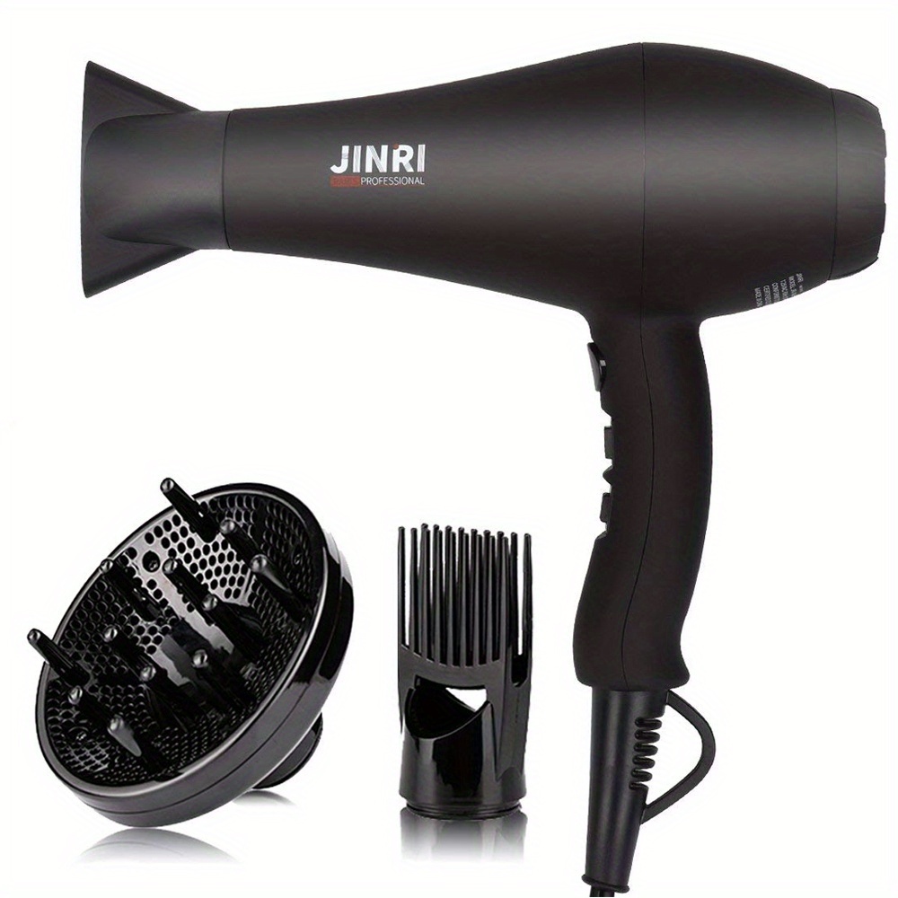 Secador de pelo de 1875W, Secador profesional iónico negativo, Secadores de pelo ligeros de bajo ruido con motor CC, difusor, concentrador y peine
