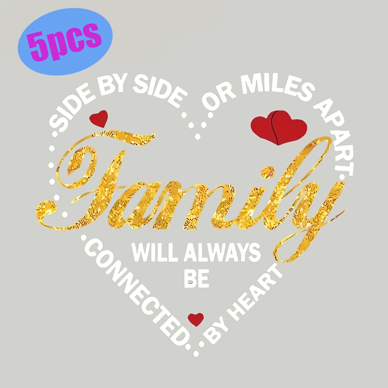 

5pcs Rusty Stickers, Mixed Color Heat Transfer Patches For Diy T-shirts, Dtf Iron-on Decals For Jeans, Pillows, Jackets, Bags - Family Connection Design